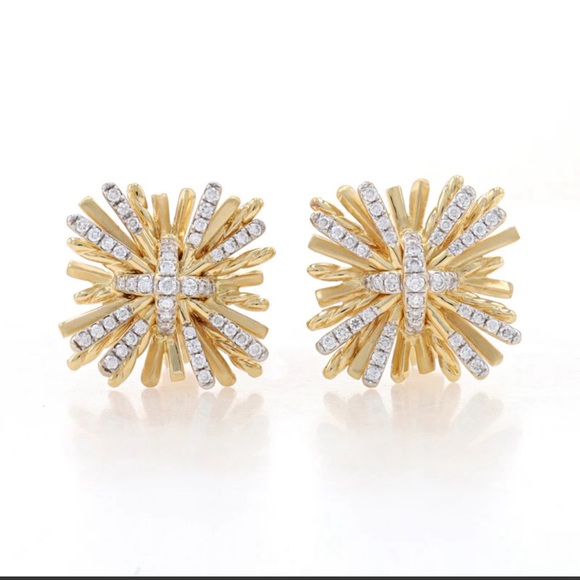 David Yurman Angelika Four Points .25ctw Diamond Earrings Yellow Gold - Picture 2 of 6